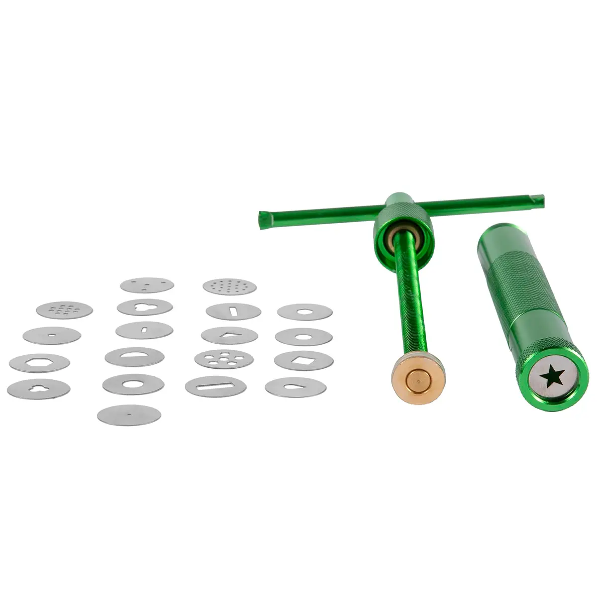 YAMHOHO Stainless Steel Clay Extruder Set 16.5cm | 20 Interchangeable Discs for Ceramics & Pastry (Green) - view 3