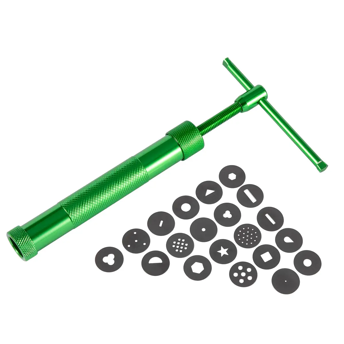 YAMHOHO Stainless Steel Clay Extruder Set 16.5cm | 20 Interchangeable Discs for Ceramics & Pastry (Green) - view 4