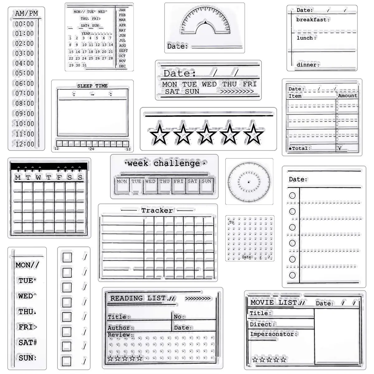 Zonon Journal Stamps 18 Styles | DIY Crafts for Scrapbooking & Planning - main product image
