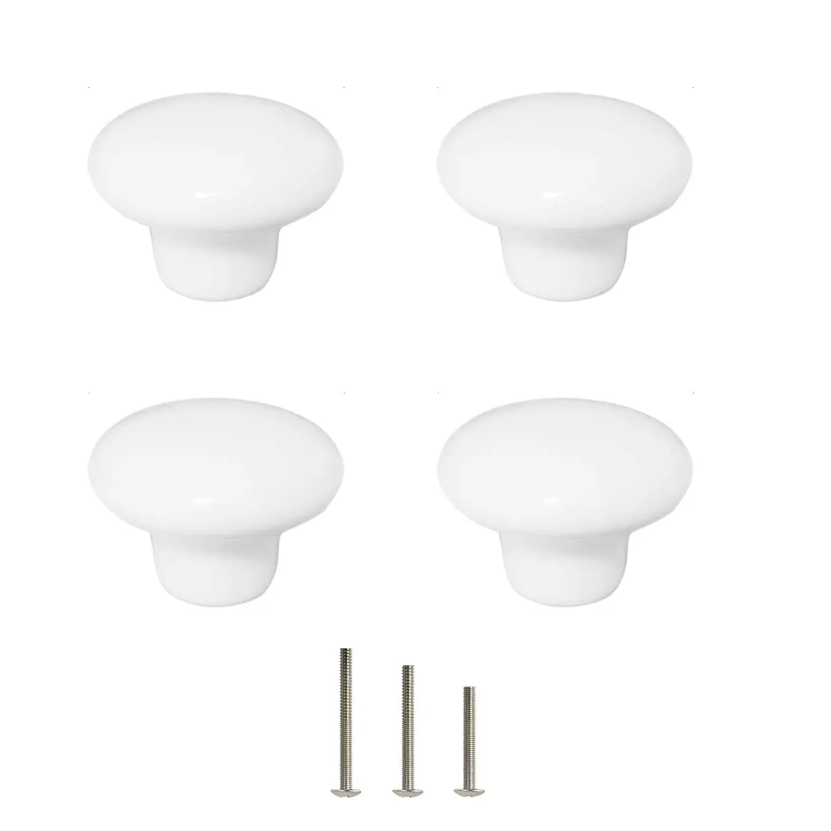OctinPris White Ceramic Cabinet Knobs 4 Pack | Durable, Easy Install, Suitable for Kitchen & Furniture - main product image