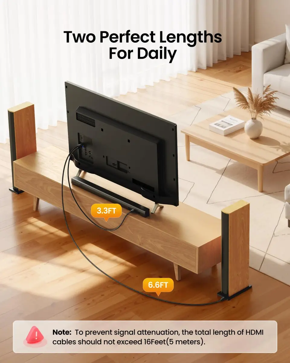 Silkland 8K HDMI 2.1 Cable 2.05m (6.6ft) | Supports 8K@60Hz, 4K@144Hz, eARC, Dynamic HDR, 48Gbps - view 8