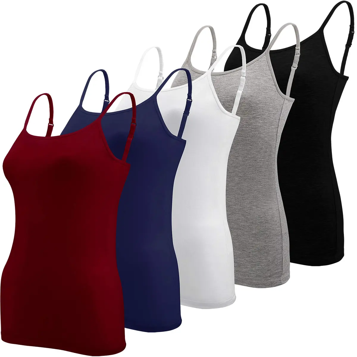 BQTQ Women's Camisole Tank Tops 5 Pack | Spaghetti Strap Undershirts, L - main product image
