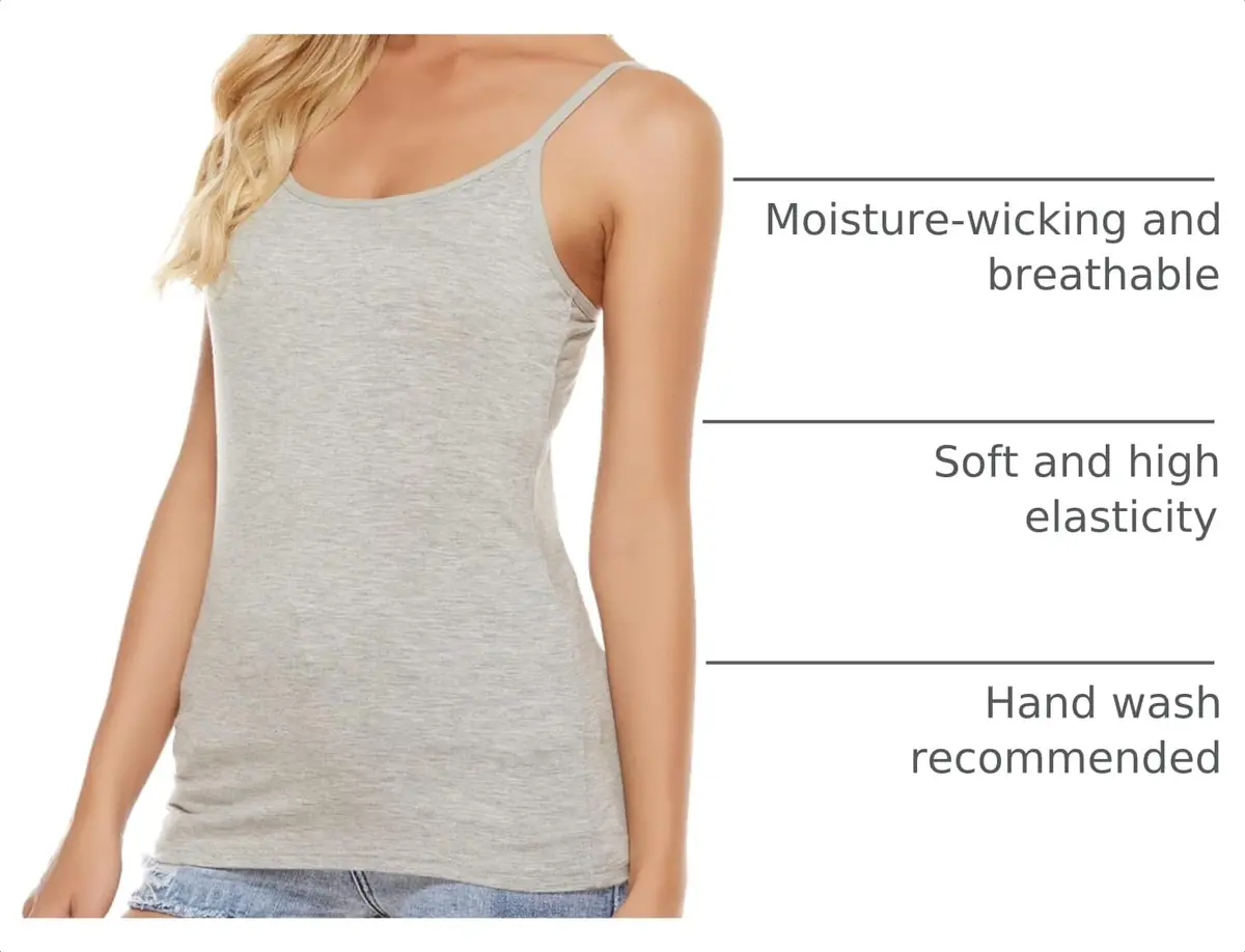 BQTQ Women's Camisole Tank Tops 5 Pack | Spaghetti Strap Undershirts, L - view 4
