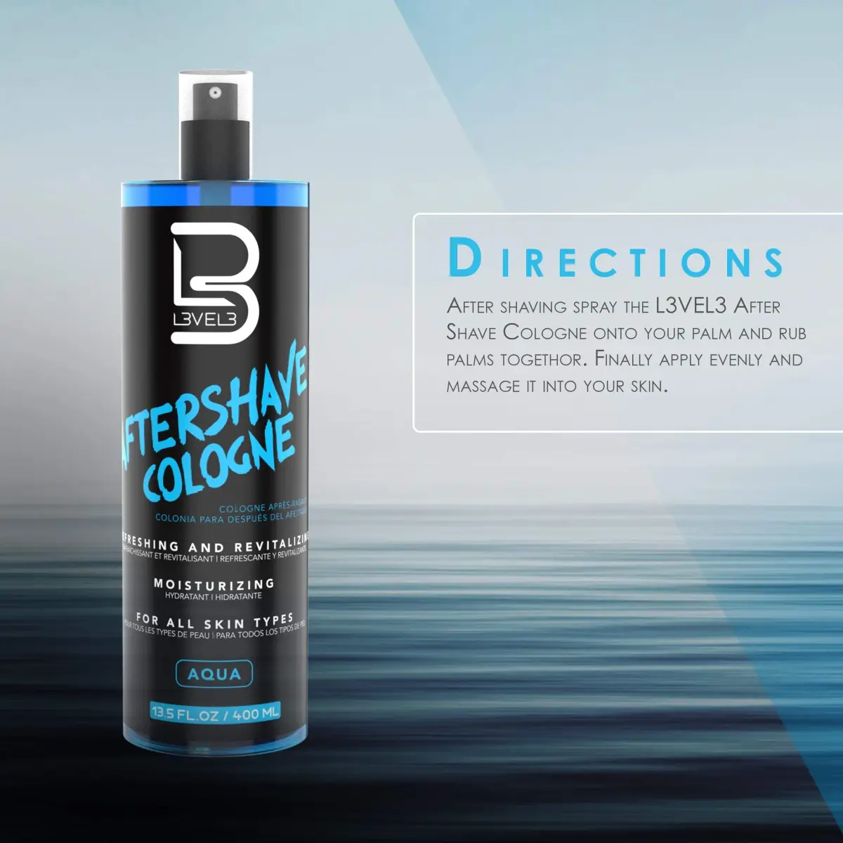 L3 Level 3 Aqua Aftershave Cologne Spray for Men, 400ml (13.5 fl oz) | Soothes and Refreshes Post-Shave Skin - view 5