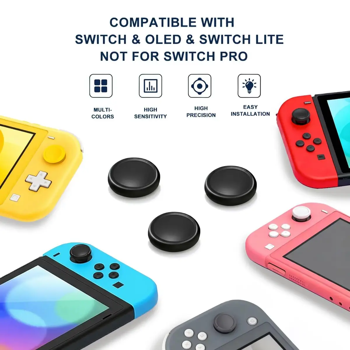 Ferkurn Joystick Controller Replacement Thumb Grip Caps for Nintendo Switch OLED & Lite, 8-Piece Grey Set | Enhanced Gaming Grip - view 6