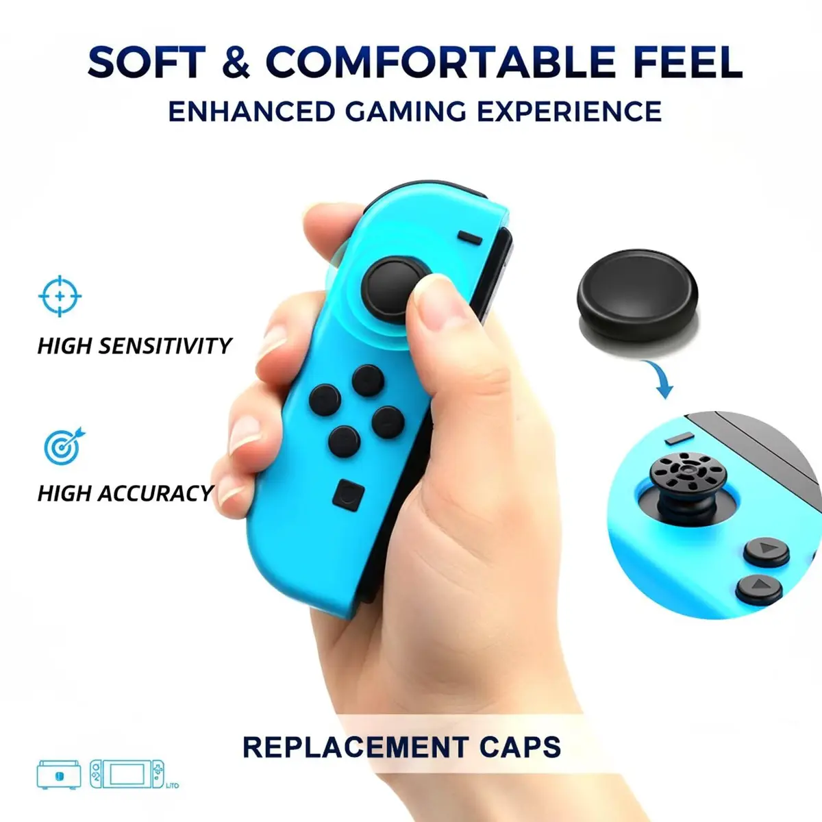 Ferkurn Pink Joystick Controller Thumb Grip Caps for Nintendo Switch OLED & Lite | 8-Piece Repair Kit - view 2