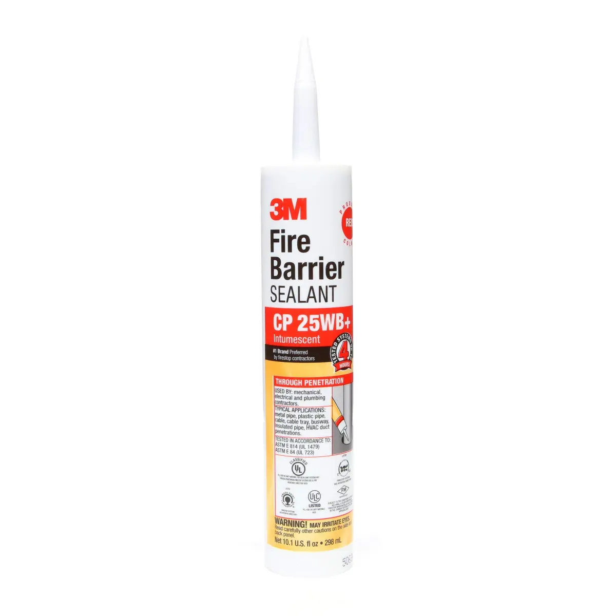 3M Fire Barrier Sealant CP 25WB+ Red Cartridge 10.1 fl oz (286 g) | Intumescent Firestop Sealant for Through-Penetrations - main product image