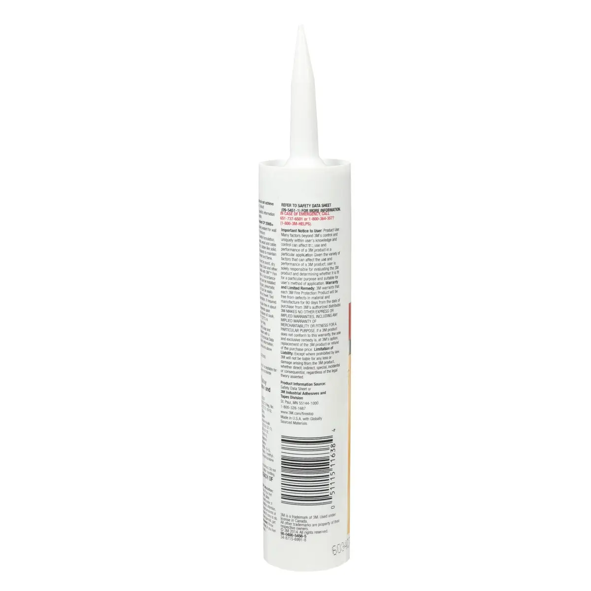 3M Fire Barrier Sealant CP 25WB+ Red Cartridge 10.1 fl oz (286 g) | Intumescent Firestop Sealant for Through-Penetrations - view 2