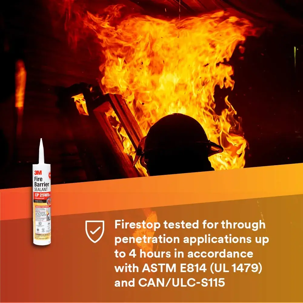 3M Fire Barrier Sealant CP 25WB+ Red Cartridge 10.1 fl oz (286 g) | Intumescent Firestop Sealant for Through-Penetrations - view 3