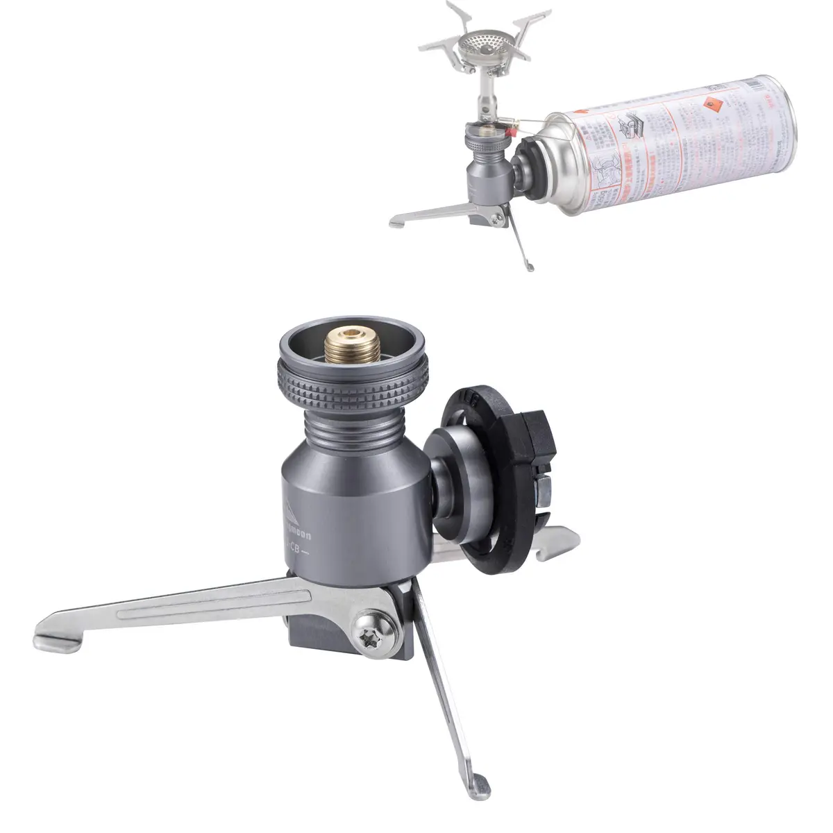 camping moon Butane Gas Fuel Canister Adapter Stand Type Convertor for EN417 Lindal Valve | Compact, Self-Sealing, CNC Duralumin - main product image