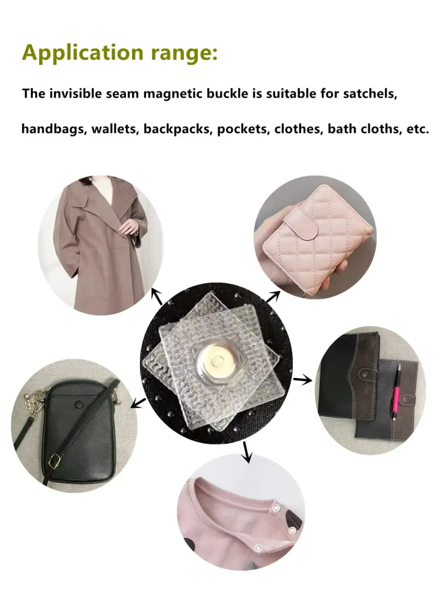 XILEWHZF Hidden Sew Magnetic Snaps 1.18 Inch (3cm) | 30 Pairs Invisible Purse Closure Fasteners | Strong PVC Magnet for DIY Craft Sewing - view 5