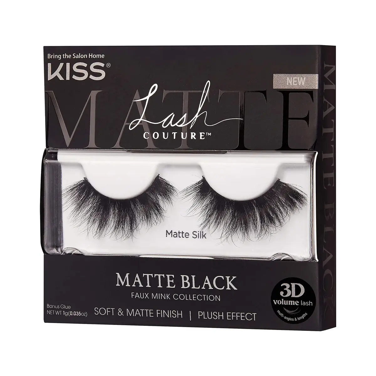 KISS Lash Couture Matte Black Faux Mink Collection False Eyelashes, 1 Pair | Matte Silk Style, 3D Volume, Reusable - view 2