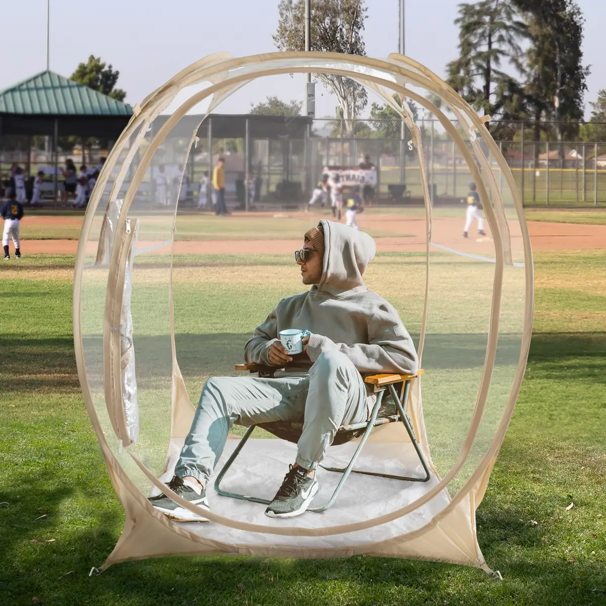 PrivatePod Sports Pod Pop-Up Weather Tent 40"x40"x62" | Cold Weather Sports Shelter for Outdoor Games - main product image