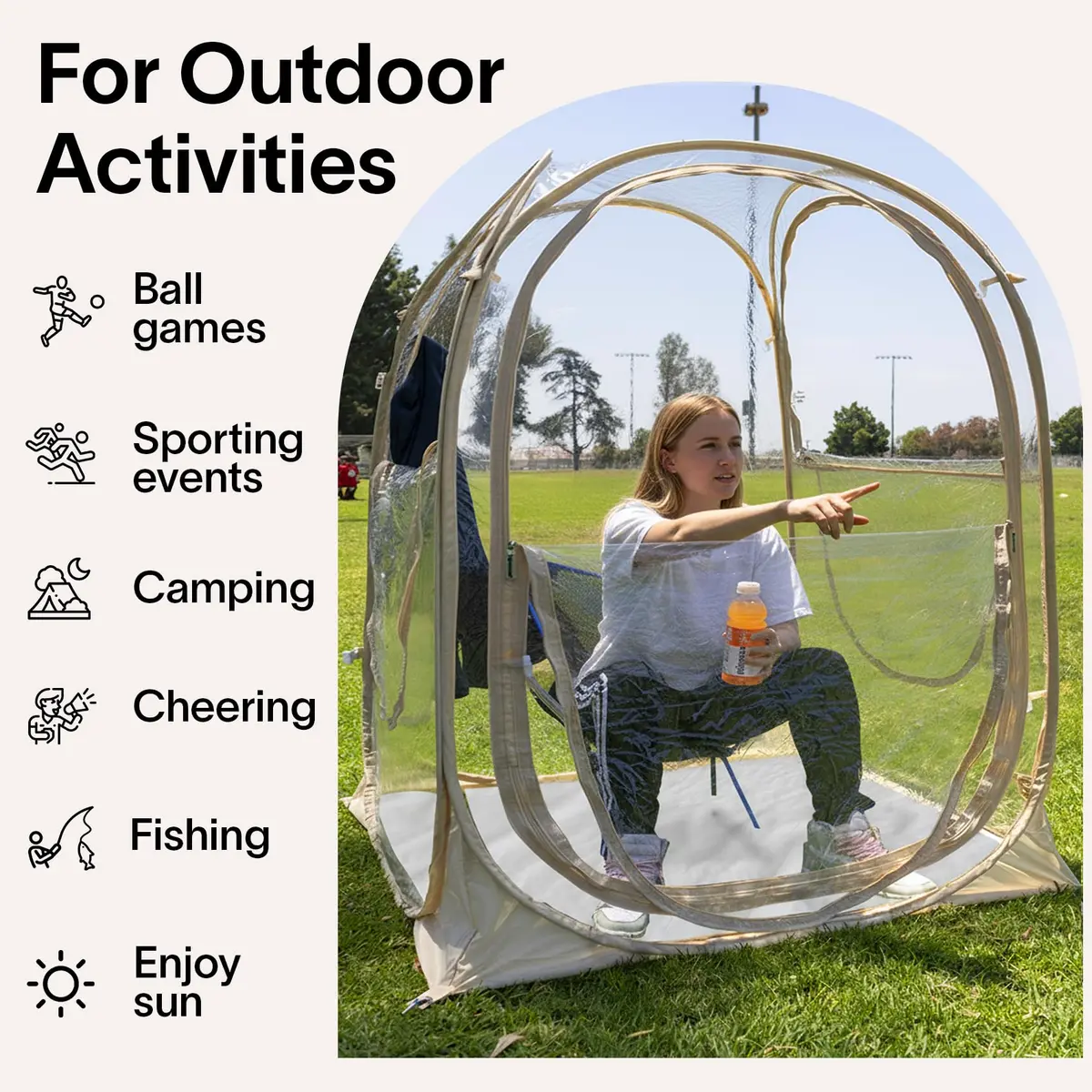 PrivatePod Sports Pod Pop-Up Weather Tent 40"x40"x62" | Cold Weather Sports Shelter for Outdoor Games - view 5