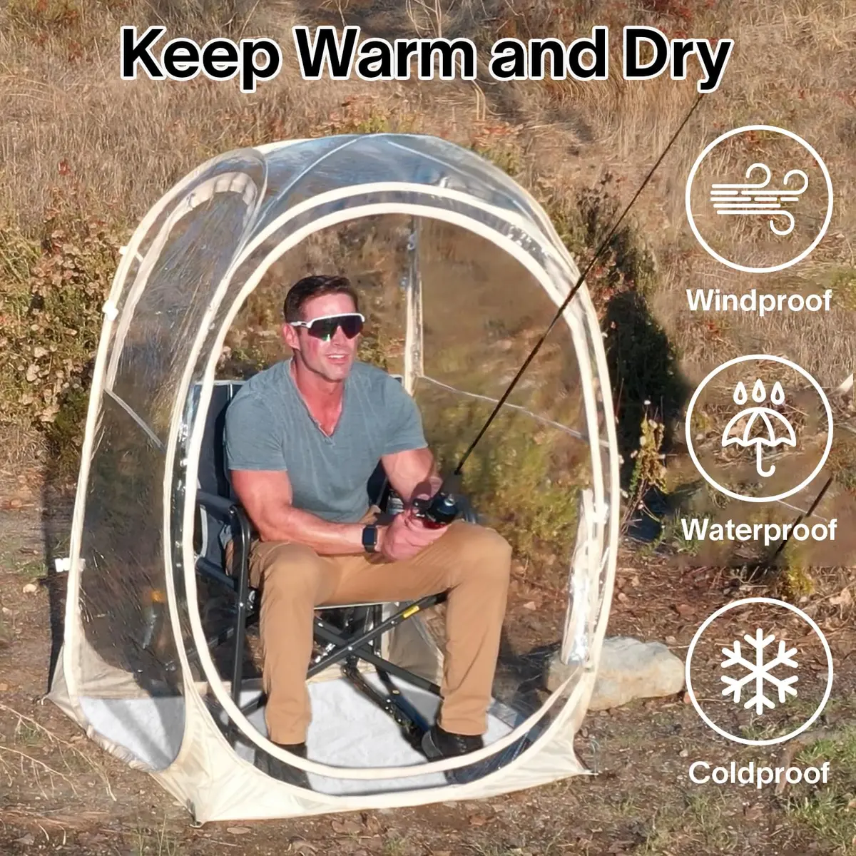 PrivatePod Sports Pod Pop-Up Weather Tent 40"x40"x62" | Cold Weather Sports Shelter for Outdoor Games - view 8