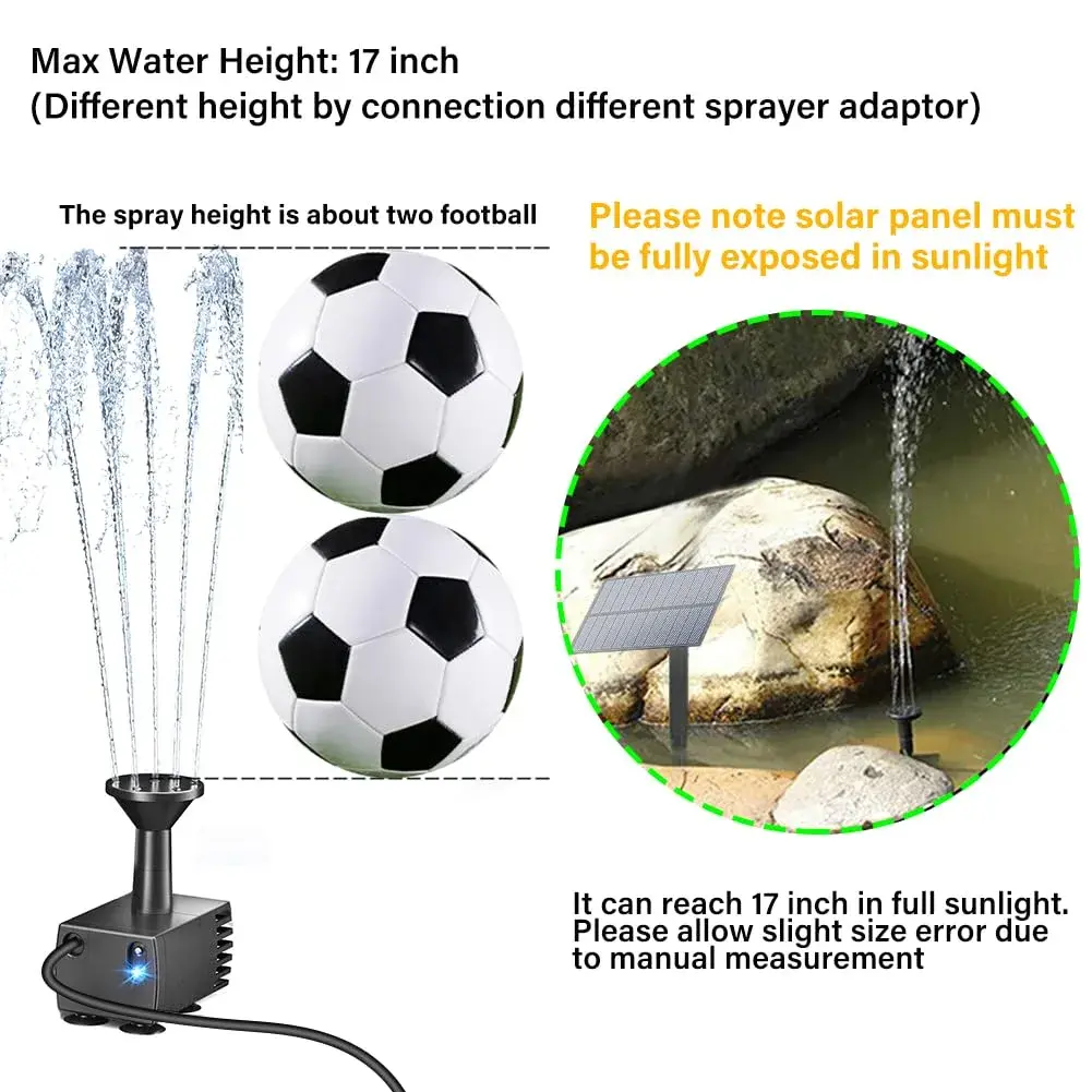 Biling Upgraded Solar Fountain Pump Kit with Ground Stake & 4 Nozzles | 160 L/h, 70cm Spray Height - view 6