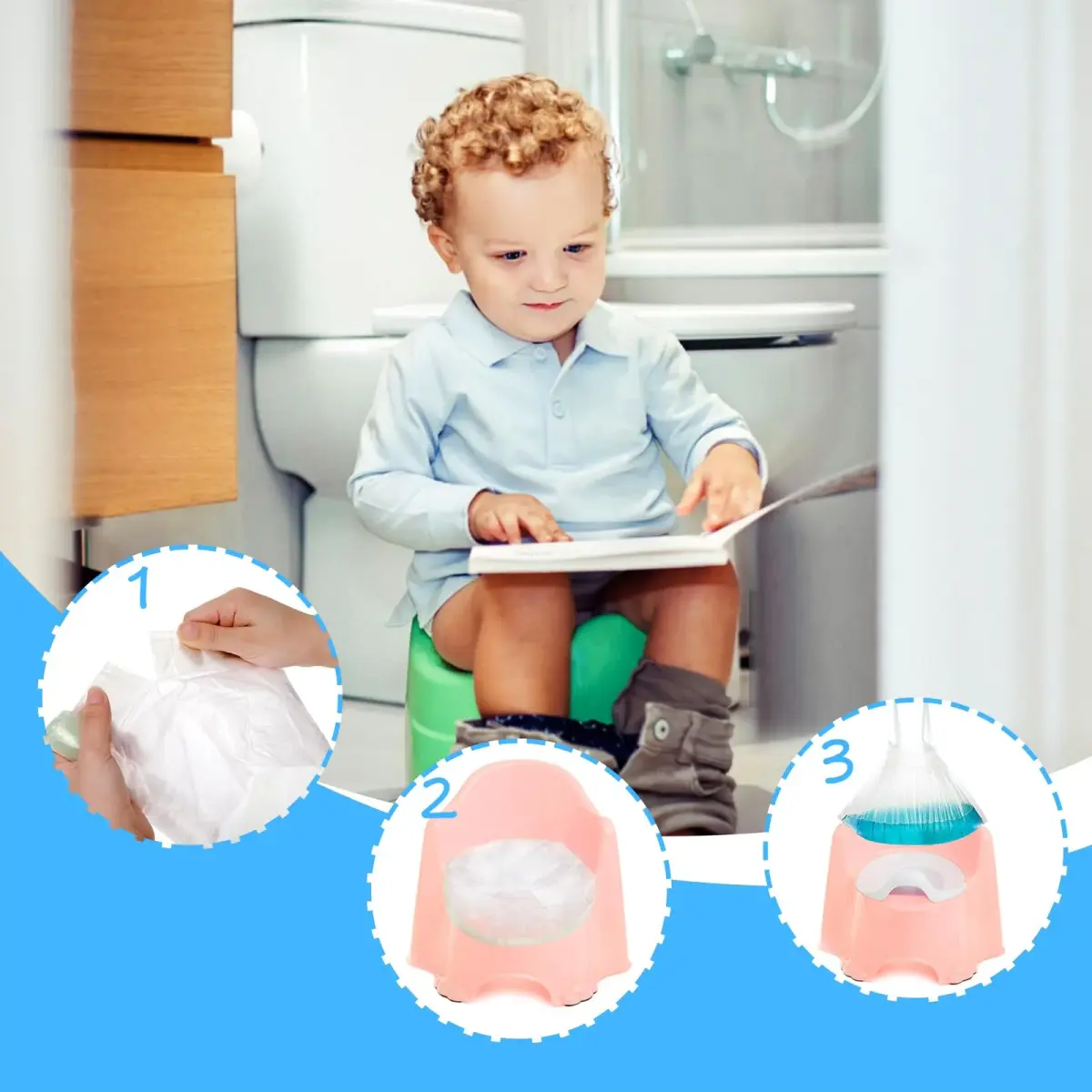 Tebery 200 Pack Portable Potty Chair Liners with Drawstring, Transparent PE Bags | Travel & Home Use - view 9
