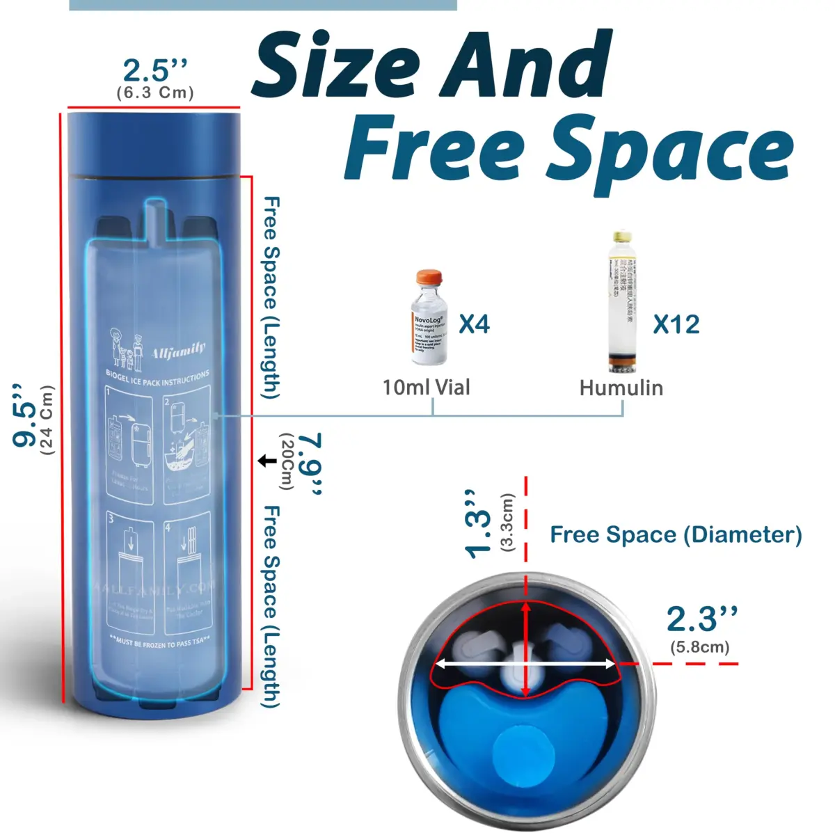 4ALLFAMILY Nomad Insulin Travel Case Cooler Medium Blue | Keeps Medicine Cool for Days (27 Hours) - view 4