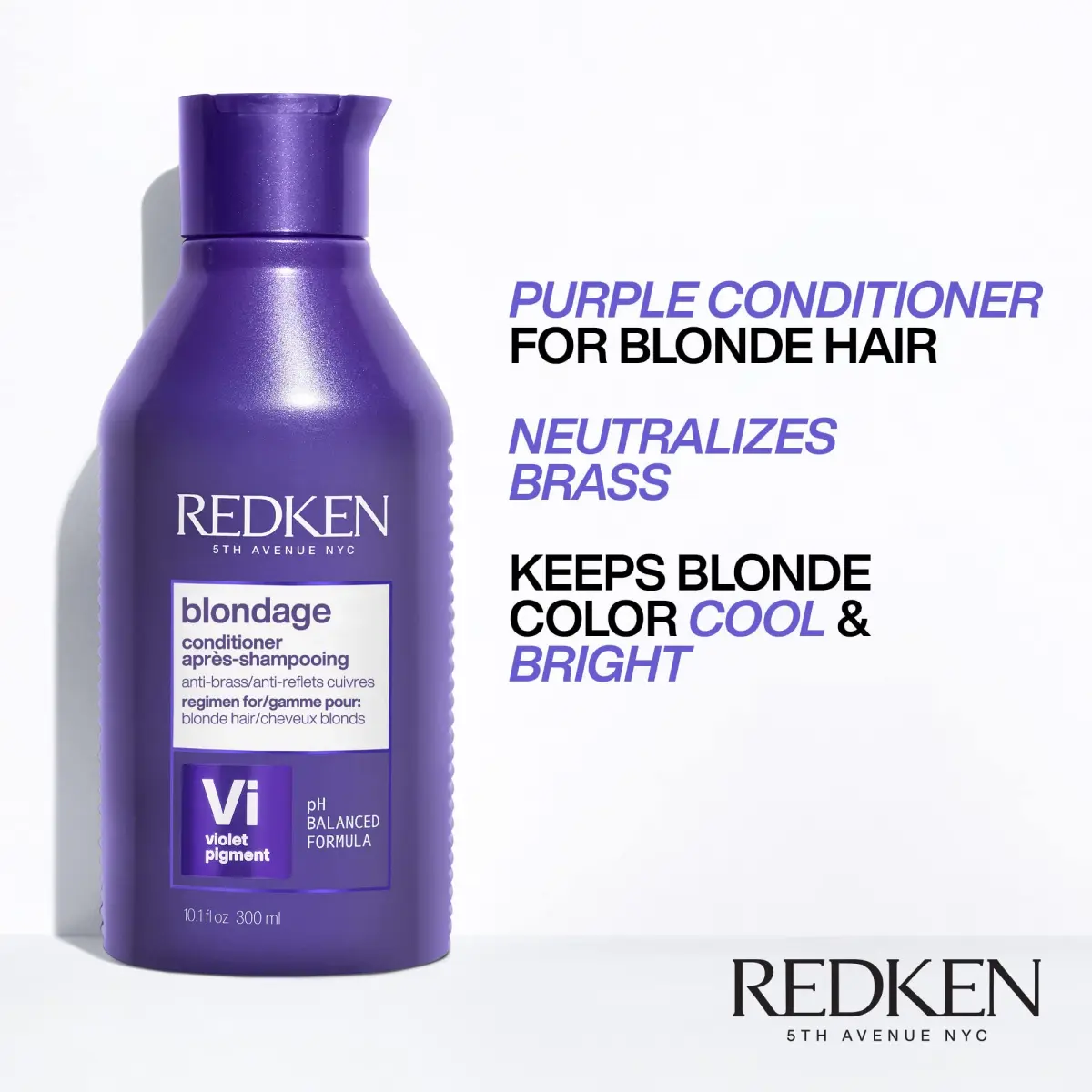 Redken Blondage Purple Conditioner 300ml (10.1 Fl Oz) | Tones Brassiness & Strengthens Blonde Hair - view 2