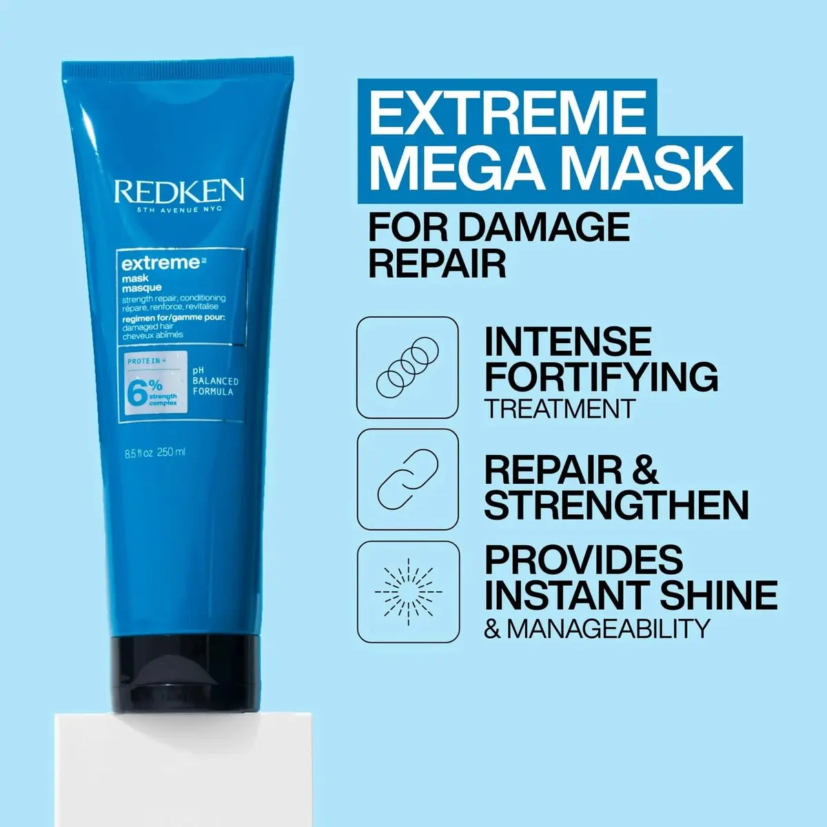 Redken Extreme Hair Mask 250ml (8.5 Fl Oz) | Fortifies Damaged Hair - view 2