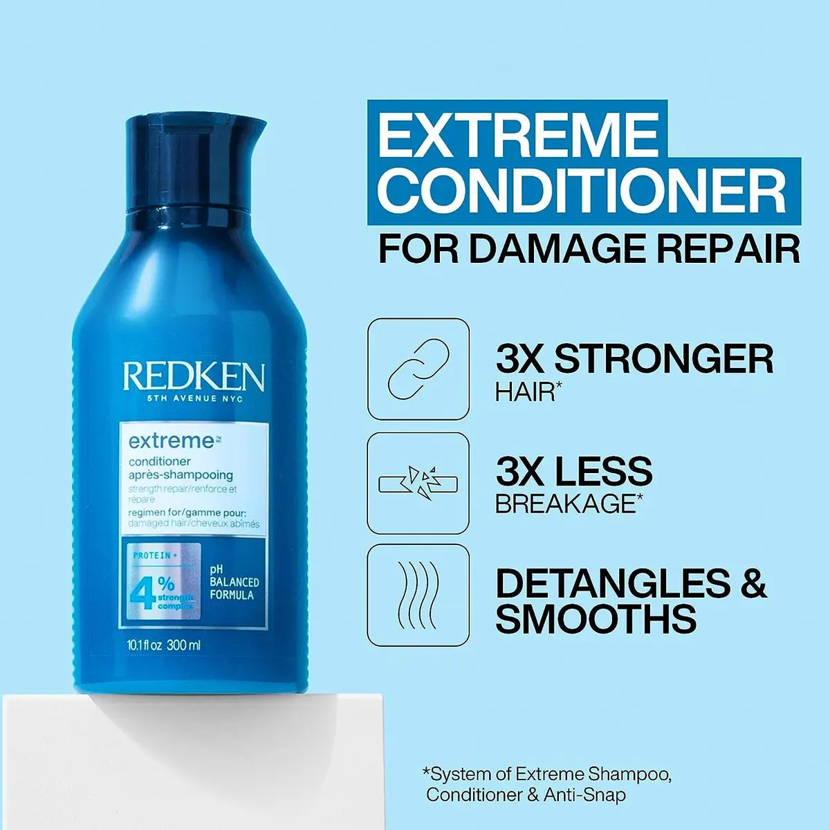 Redken Extreme Conditioner – For Weak, Brittle Hair, 300ml (10.1 Fl Oz) | Strengthens Damaged Hair - view 3