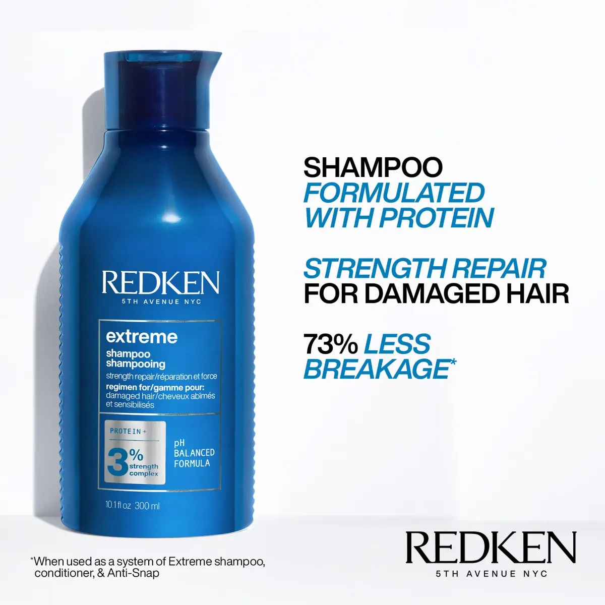 Redken Extreme Shampoo – For Damaged Hair, 300ml (10.1 Fl Oz) | Strengthens & Repairs Breakage - view 2