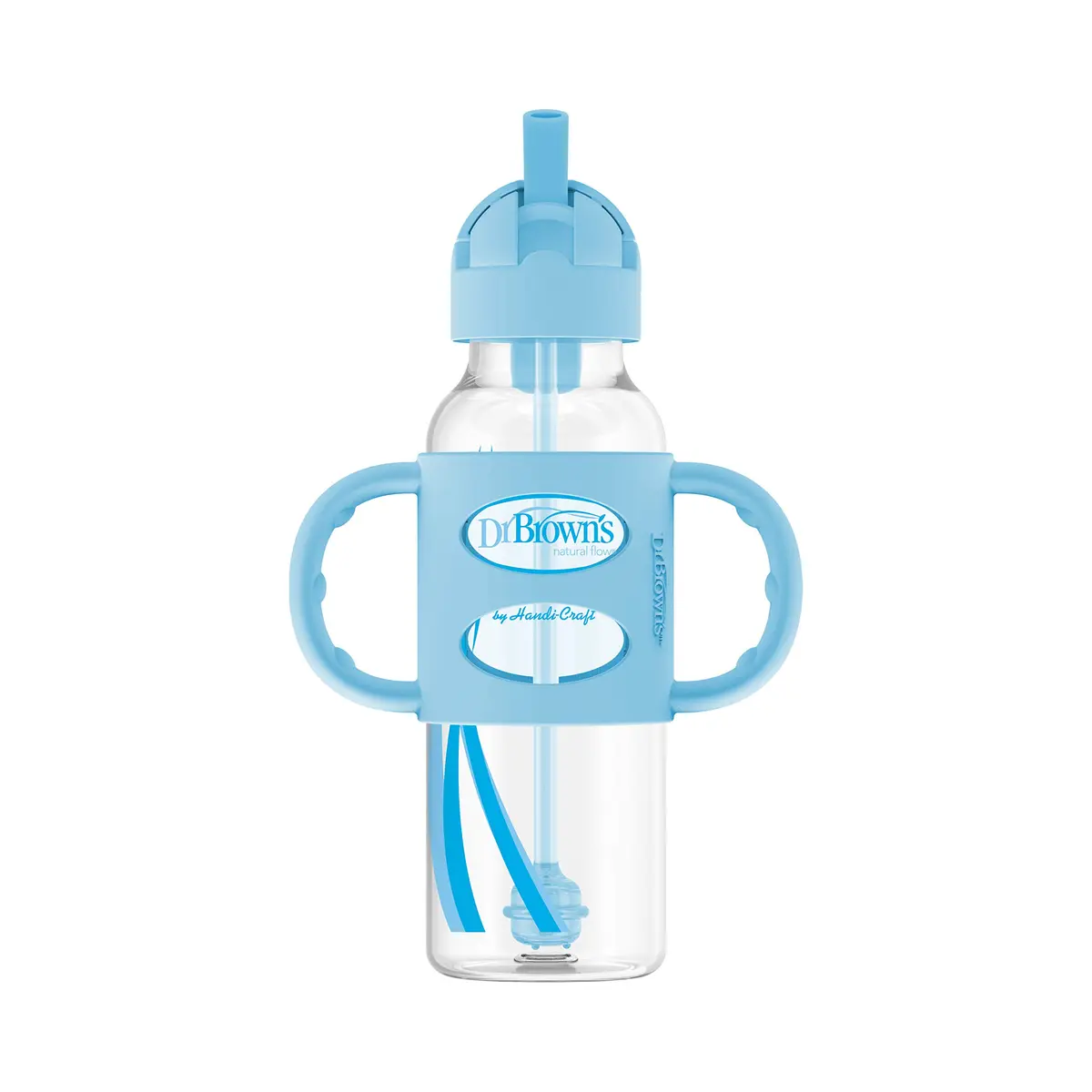 Dr. Brown's Narrow Sippy Straw Bottle with Handles, Blue, 8 oz | Transition & Motor Skill Development (110 characters) - view 7