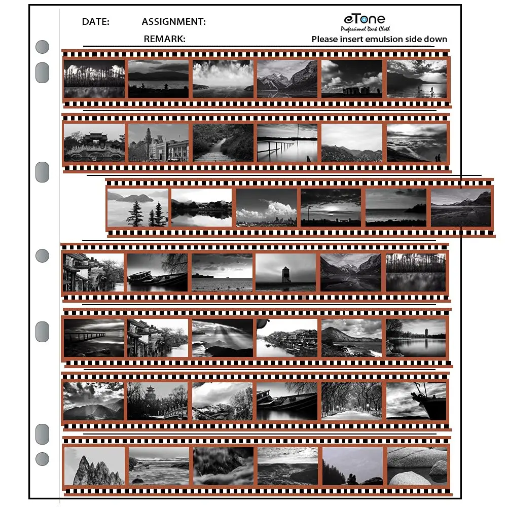 eTone Archival Storage Sheets for 35mm Negatives, 50 Pages (25.5cm x 29.2cm) | Holds 42 Frames Per Page - main product image