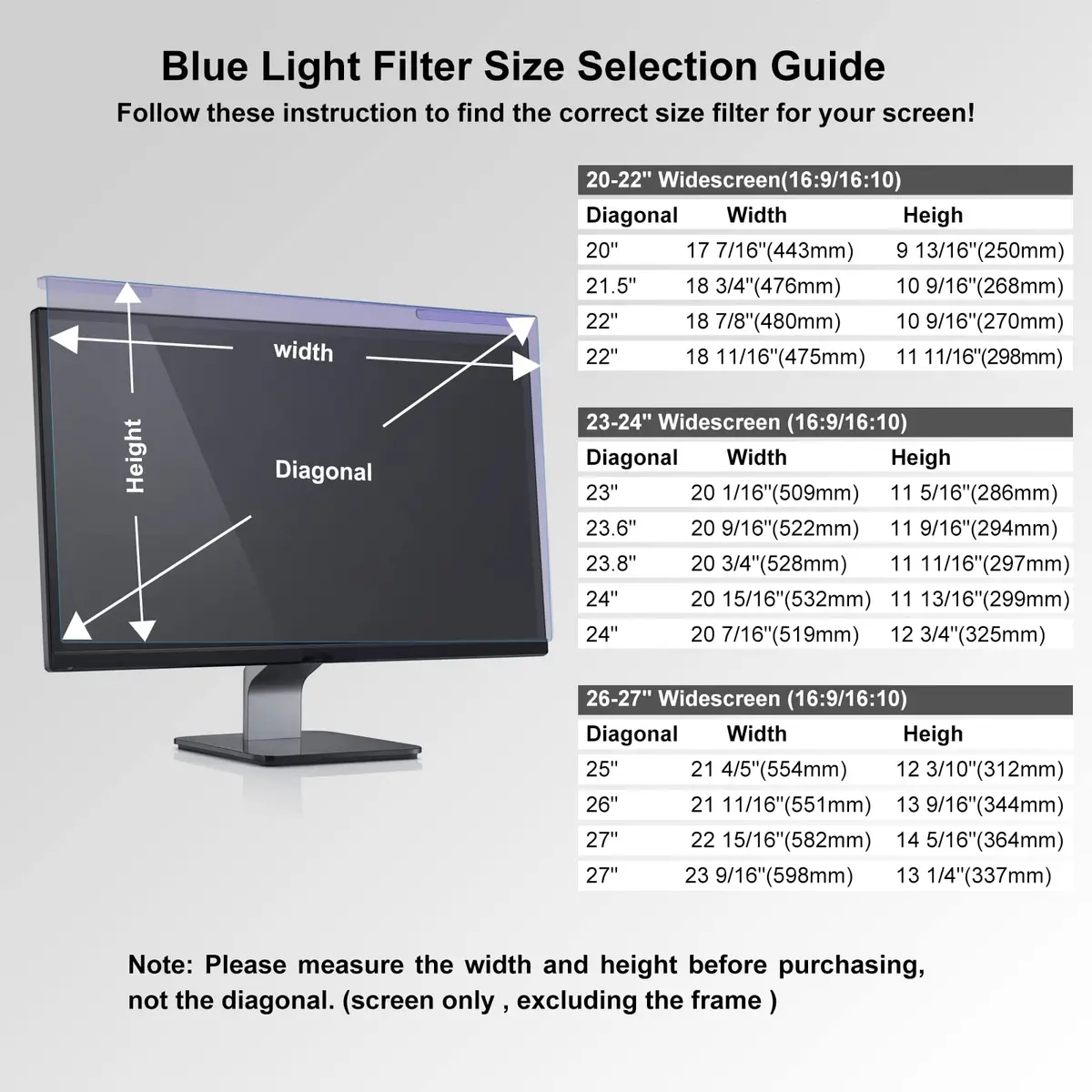 GUMIKE Anti Blue Light Screen Protector for 23-24 inch Monitors | Blocks 88% Blue Light - view 2