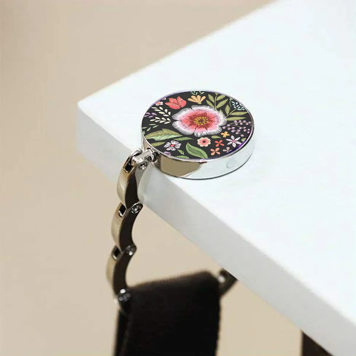 Bosketo Foldable Purse Hook 3 Pack Amazing Flower Hook | Keeps Bags Clean & Safe - view 5