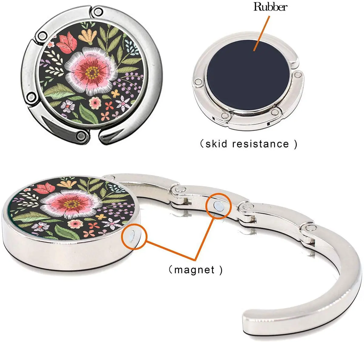 Bosketo Foldable Purse Hook 3 Pack Amazing Flower Hook | Keeps Bags Clean & Safe - view 3