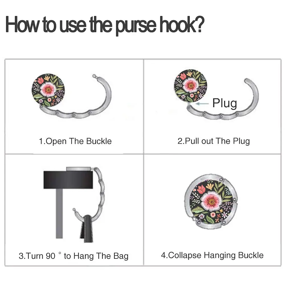 Bosketo Foldable Purse Hook 3 Pack Amazing Flower Hook | Keeps Bags Clean & Safe - view 4