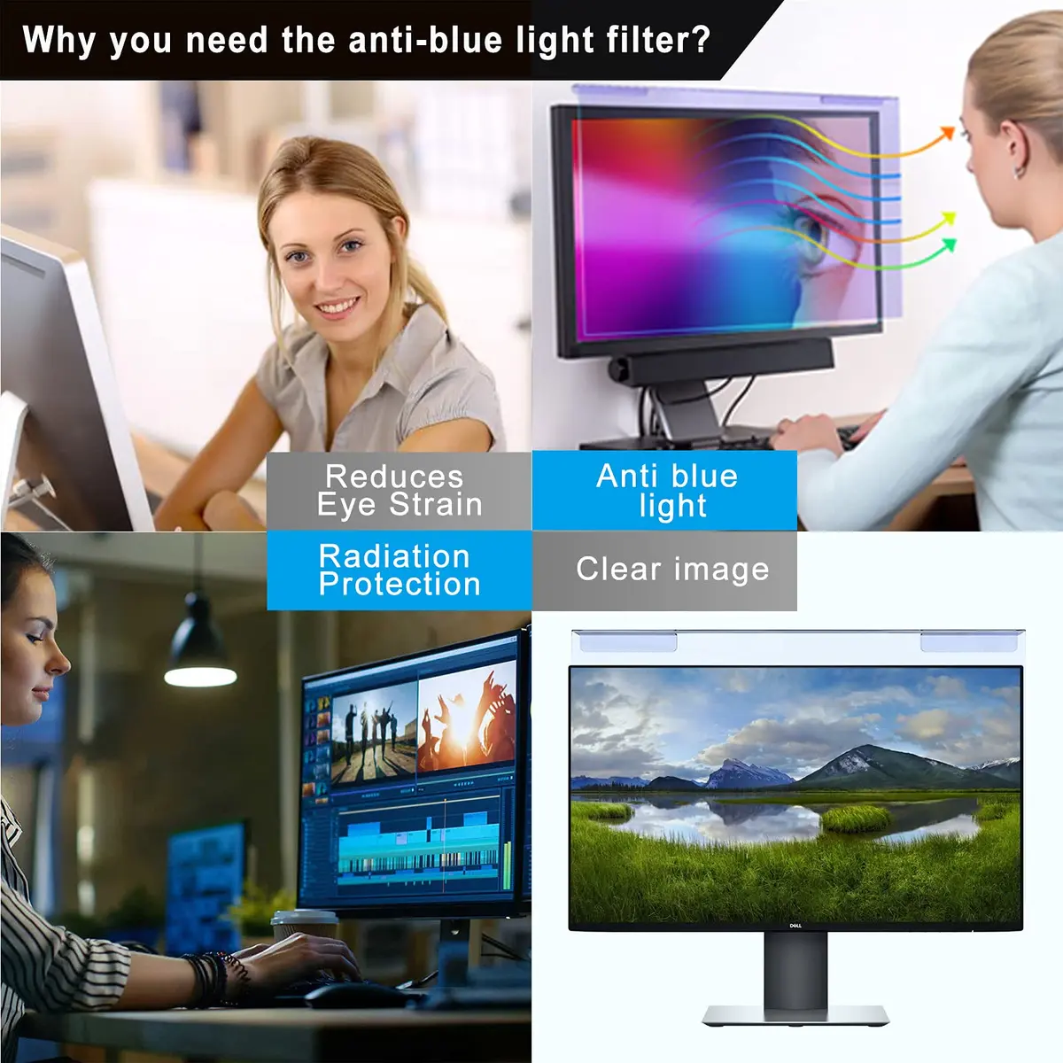 GUMIKE Anti Blue Light Screen Filter for 20-22 inch Monitors | Reduces Eye Strain & Scratch Resistant - view 7