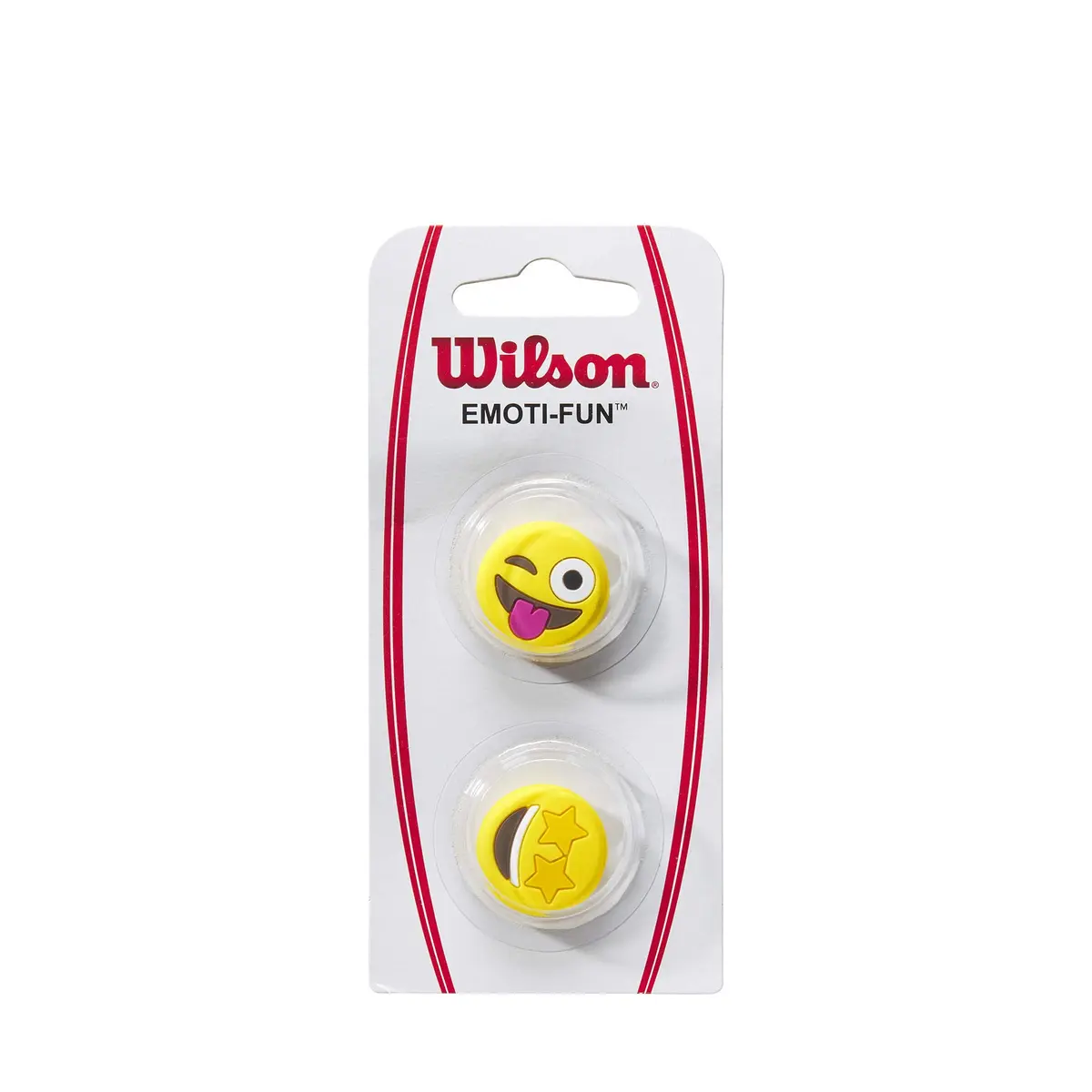 WILSON Emoti-Fun Tennis Dampeners - 2 Pack, Winking Tongue Out/Star Eyes Emojis, Yellow | Reduce Vibrations & Add Fun - main product image
