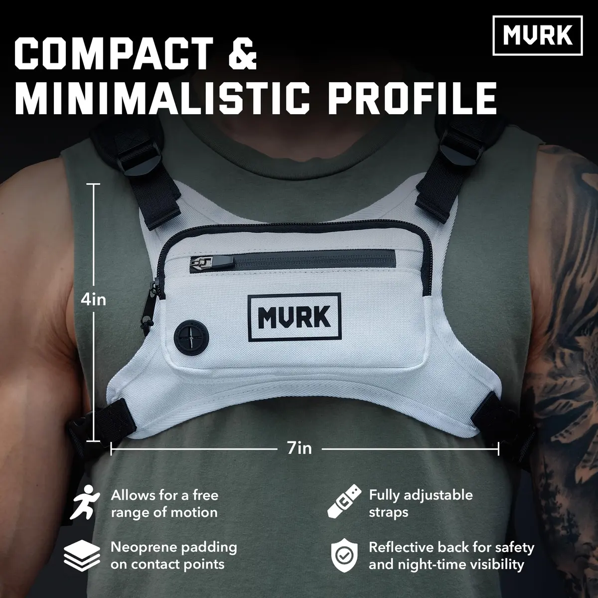 MVRK Water Resistant Running Vest Chest Pack | Lightweight Training Pack with Reflective Detail - view 3