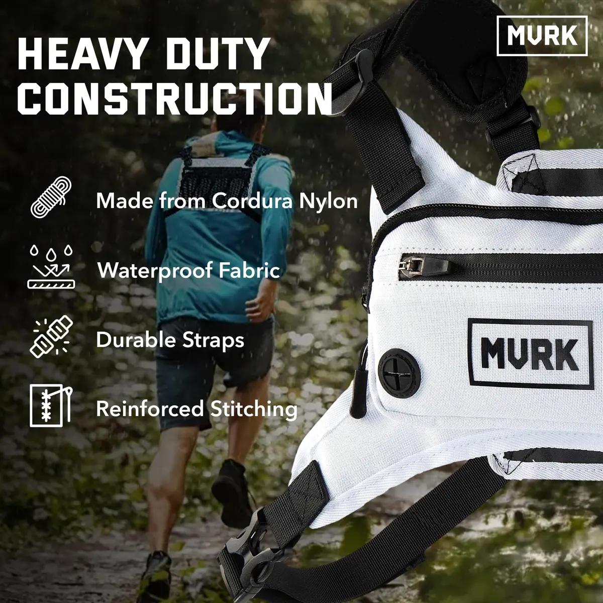 MVRK Water Resistant Running Vest Chest Pack | Lightweight Training Pack with Reflective Detail - view 4