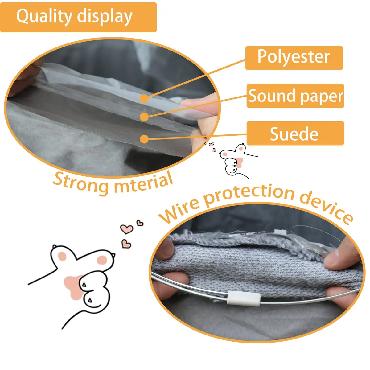 Terunat Cat Tunnel for Indoor Cats 51×12 inch Foldable Grey Suede Pet Tunnel with Two Peepholes and Bubble Ball - view 3