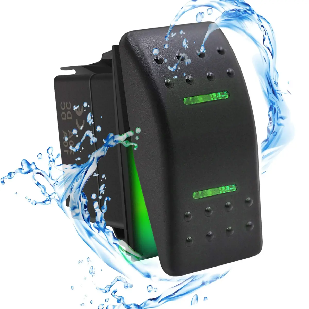 KEING Momentary Rocker Switch Toggle (ON)/Off/(ON) Green LED Light - 12V 20A / 24V 10A, 7-Pin | DPDT Waterproof Automotive - view 2