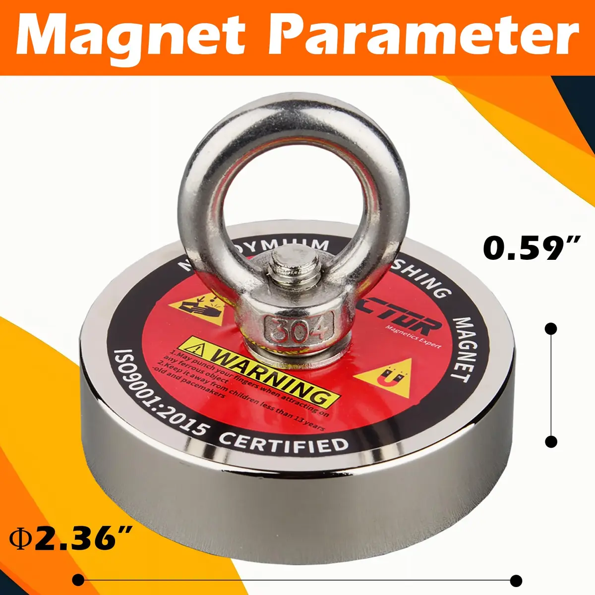 MUTUACTOR Heavy Duty Fishing Magnet Kit | 500lb Neodymium Magnets with 65Ft Rope & Grappling Hook for Underwater Recovery - view 5