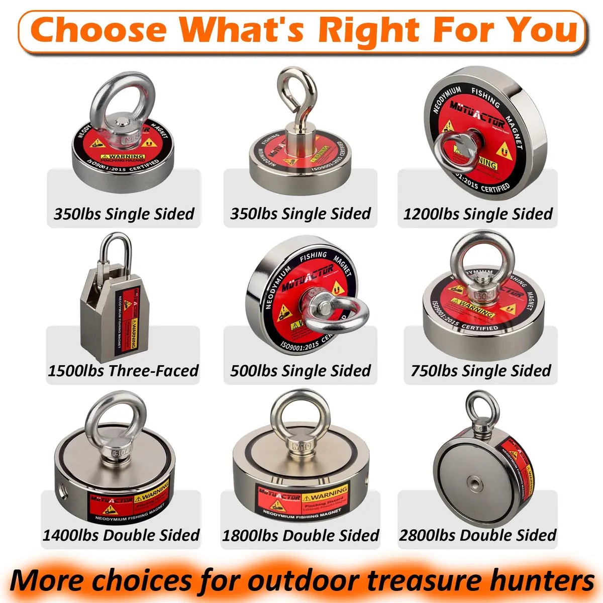 MUTUACTOR Heavy Duty Fishing Magnet Kit | 500lb Neodymium Magnets with 65Ft Rope & Grappling Hook for Underwater Recovery - view 8