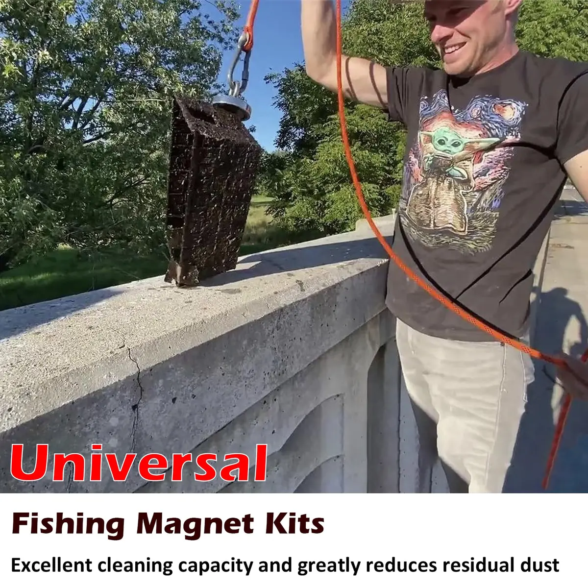 MUTUACTOR Heavy Duty Fishing Magnet Kit | 500lb Neodymium Magnets with 65Ft Rope & Grappling Hook for Underwater Recovery - view 3