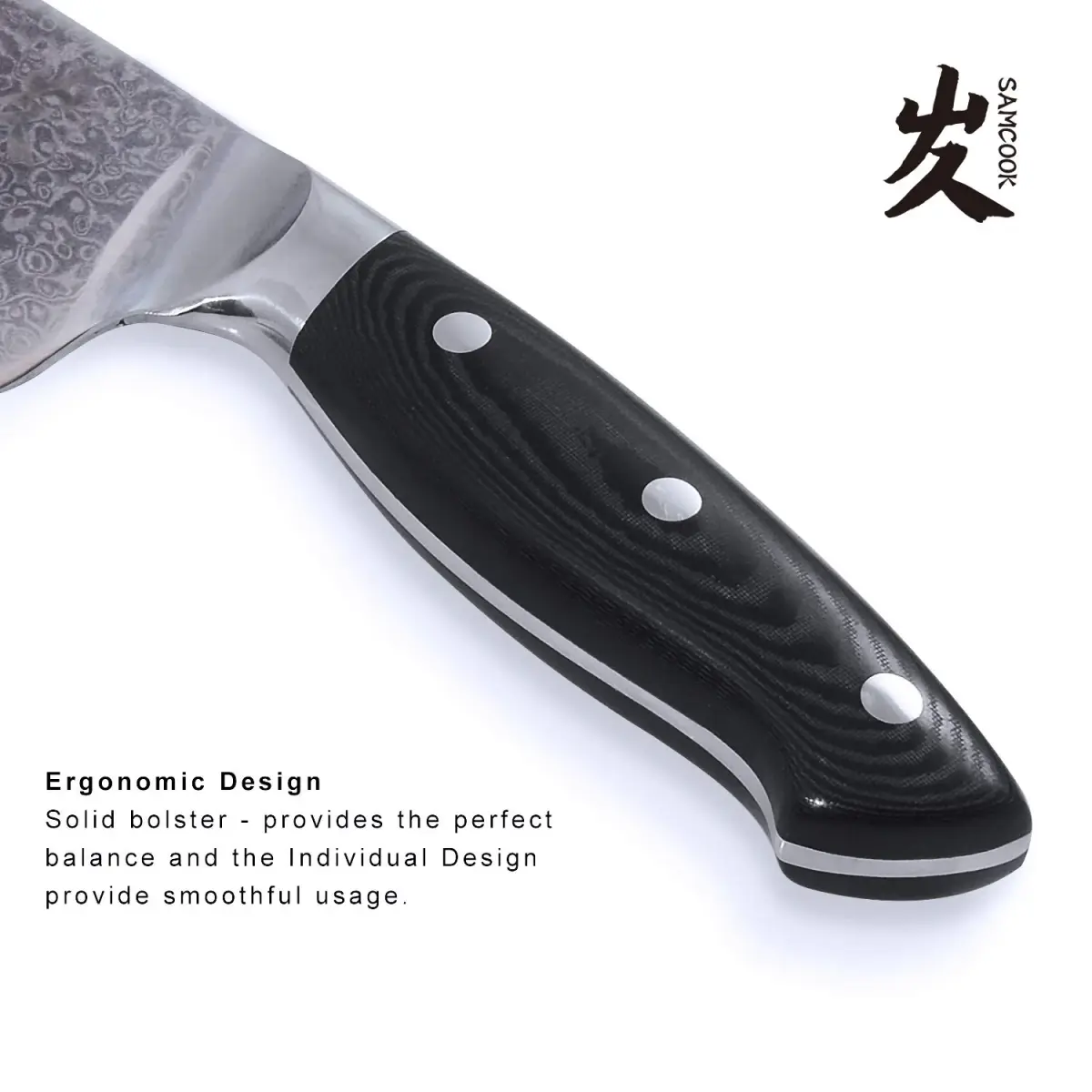 SAMCOOK Damascus Chef Knife 8 Inch VG-10 Japanese Kitchen Knife | Forged Full Tang Blade - view 4