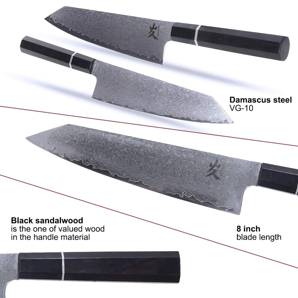 SAMCOOK Kiritsuke Chef Knife, 8 Inch Damascus Japanese Knife, 20.32 cm (8") | Forged High-Carbon Stainless Steel - view 8
