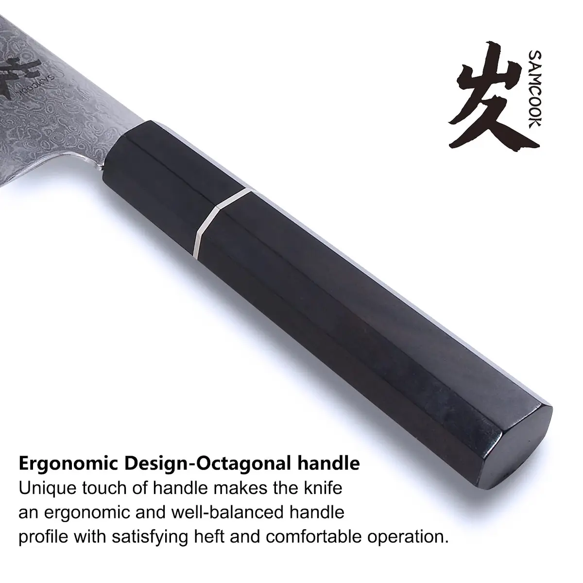 SAMCOOK Kiritsuke Chef Knife, 8 Inch Damascus Japanese Knife, 20.32 cm (8") | Forged High-Carbon Stainless Steel - view 4