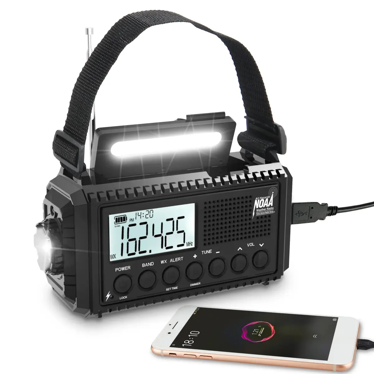 Mesqool NOAA Weather Radio Auto Alert Digital with LCD Screen, 5000mAh 5 Way Powered | Emergency Radio with Flashlight & SOS - main product image