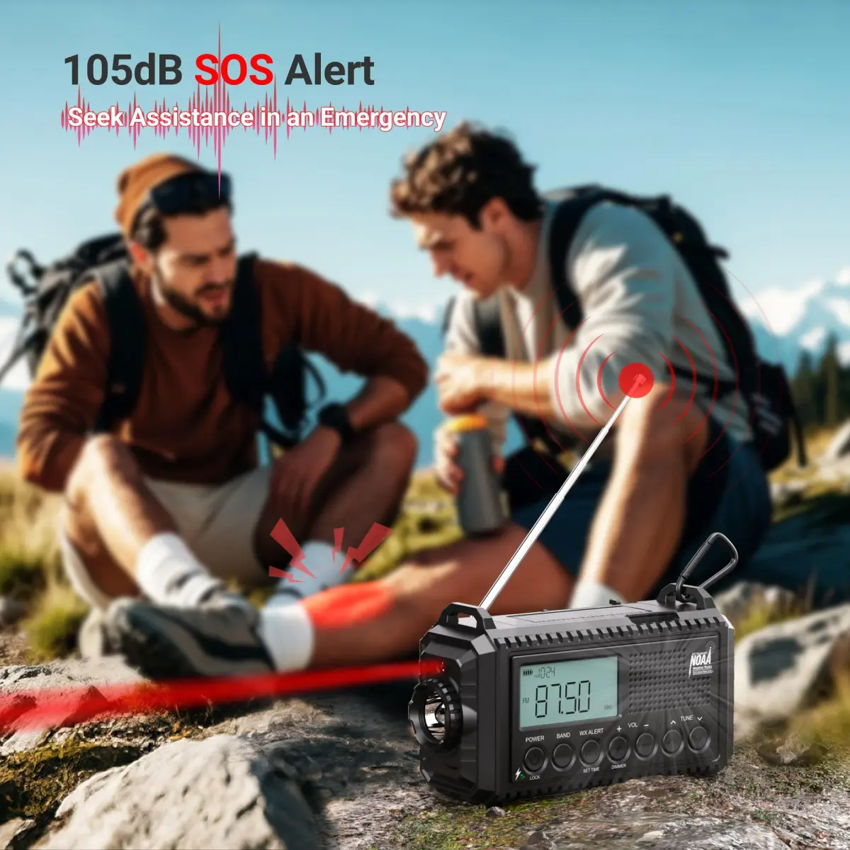 Mesqool NOAA Weather Radio Auto Alert Digital with LCD Screen, 5000mAh 5 Way Powered | Emergency Radio with Flashlight & SOS - view 8