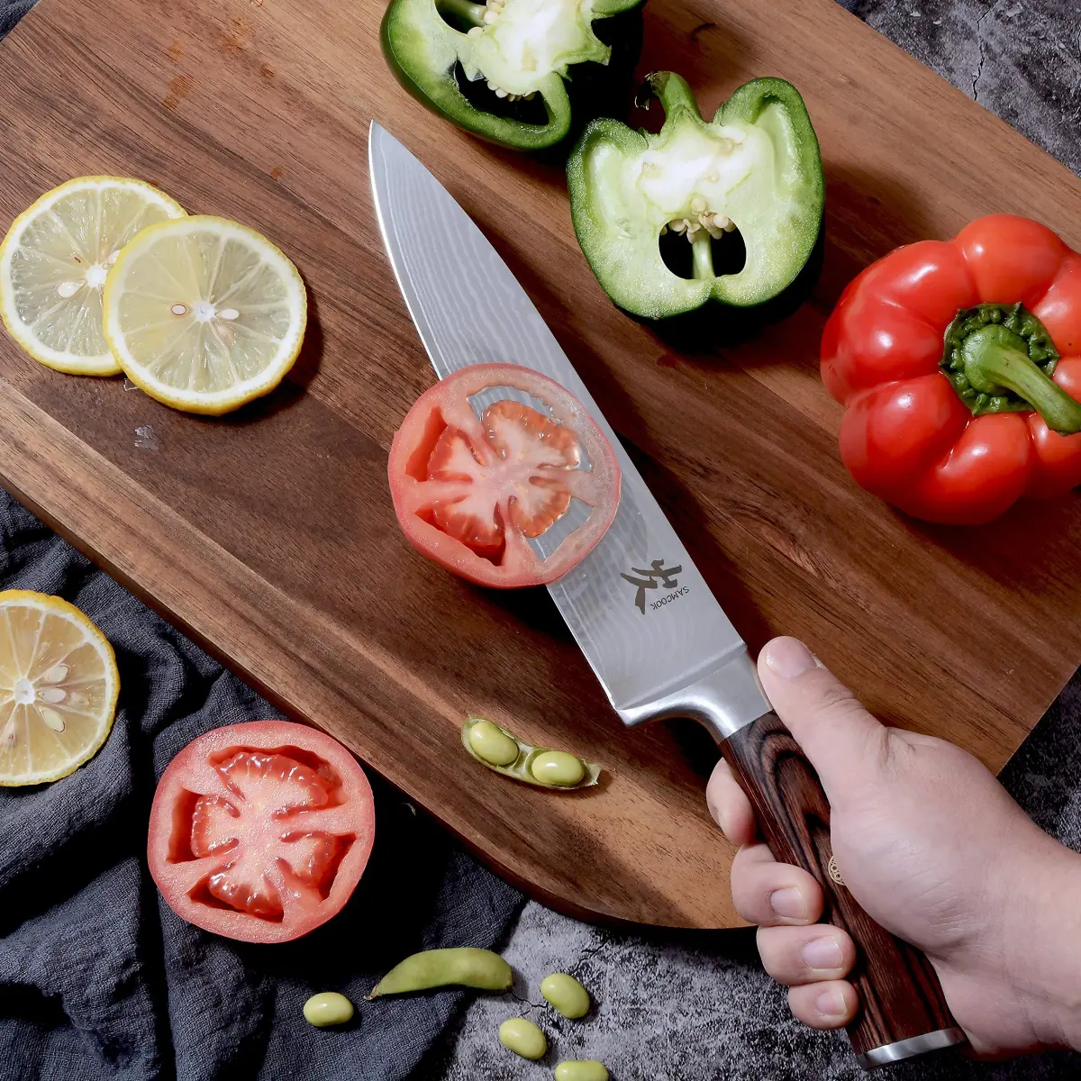 SAMCOOK Damascus Chef Knife 8 Inch Japanese Knife with Pakkawood Handle | Forged High Carbon Stainless Steel - view 6