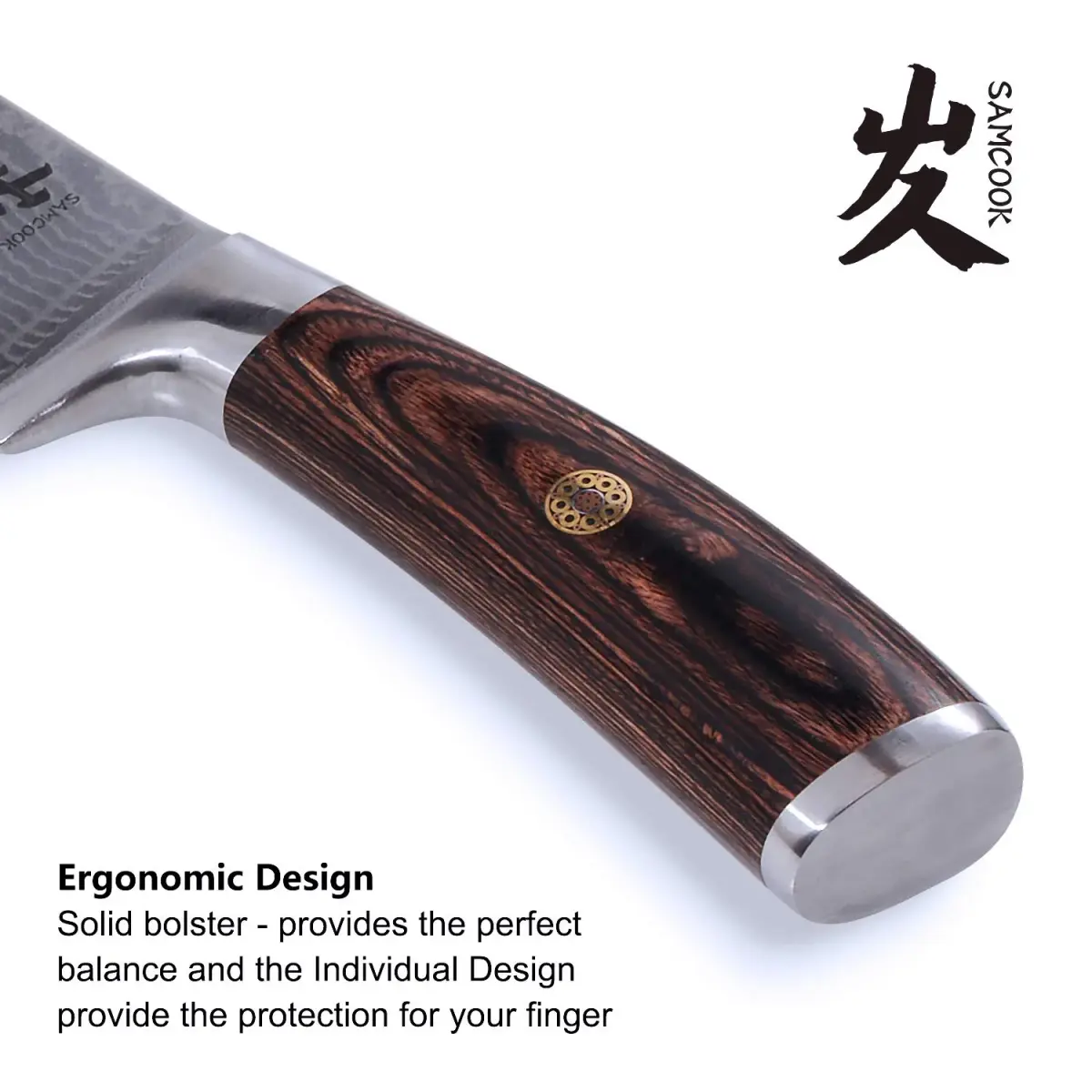 SAMCOOK Damascus Chef Knife 8 Inch Japanese Knife with Pakkawood Handle | Forged High Carbon Stainless Steel - view 4