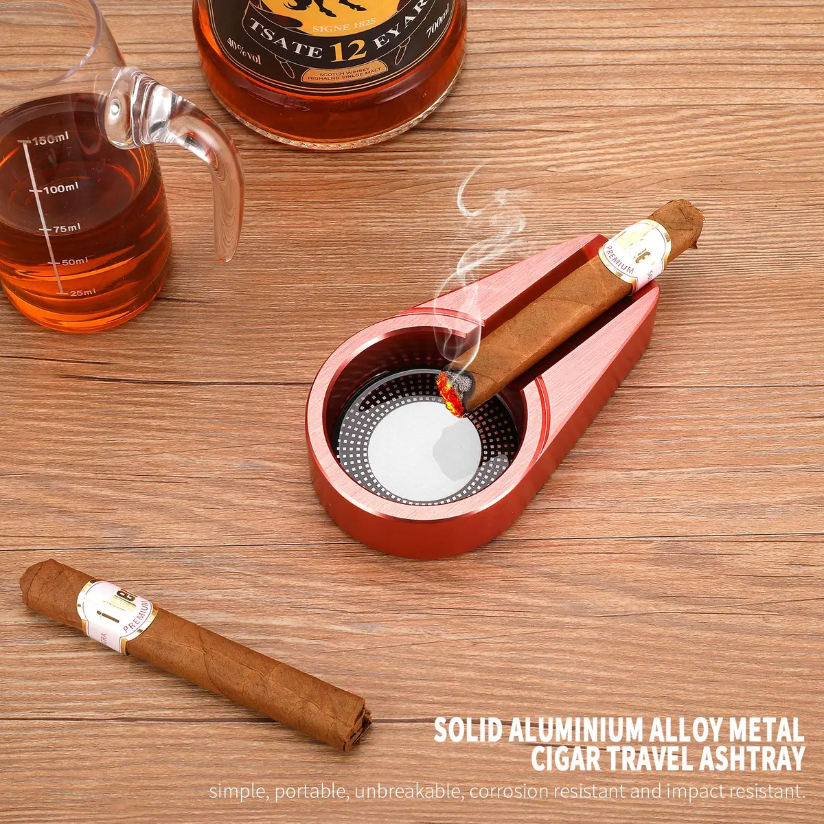 CiTree Cigar Travel Ashtray, Metal (Rose Gold) | Modern Aluminum Design, Compact & Durable - view 6