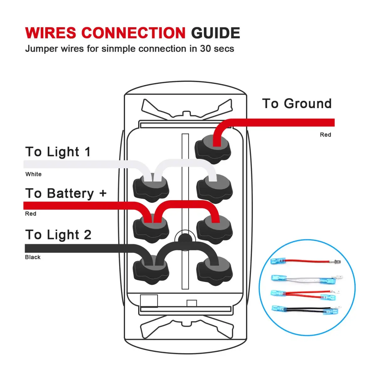 KEING Red LED Momentary Rocker Switch (ON)/Off/(ON) - 12V 20A / 24V 10A - 7-Pin DPDT Waterproof Toggle for Automotive, Marine, RVs - view 7